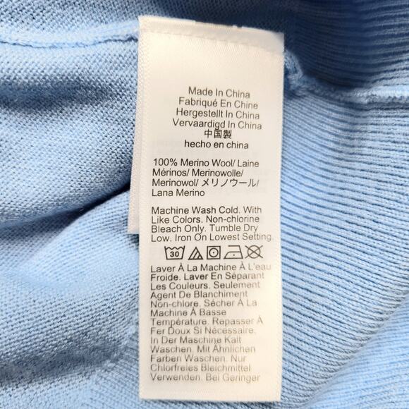 J. Crew Merino Wool V Neck Sweater Light Blue Relaxed Fit Lightweight Soft Large - Picture 7 of 7